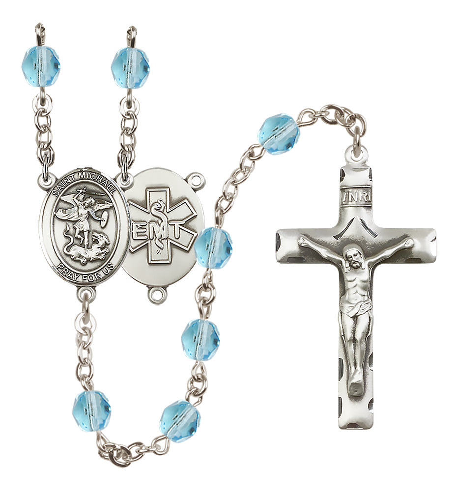 Bliss EMT St Michael Silver-Plated Crystal Birthstone Rosary