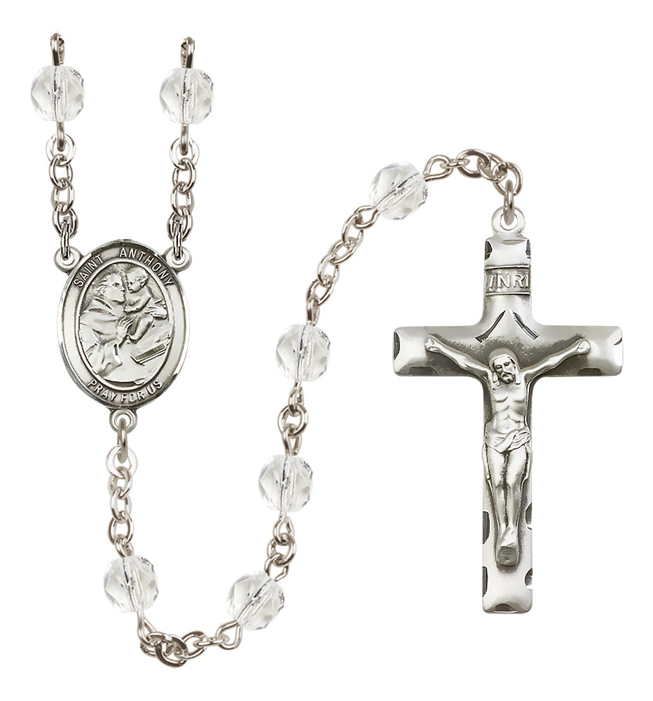 Bliss St Anthony of Padua Silver-Plated Fire Polished Bead Rosary,