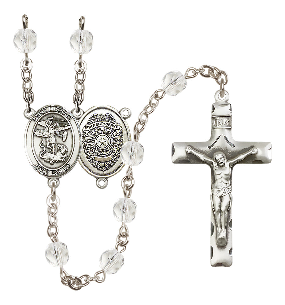 Bliss Police Officers St Michael Silver-Plated Crystal Birthstone Rosary