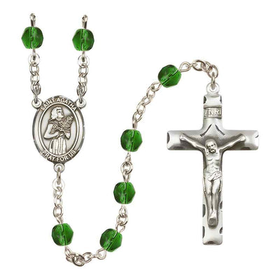 St. Agatha 6mm Fire Polished Birthstone Rosary in Emerald, Bliss Manufacturing