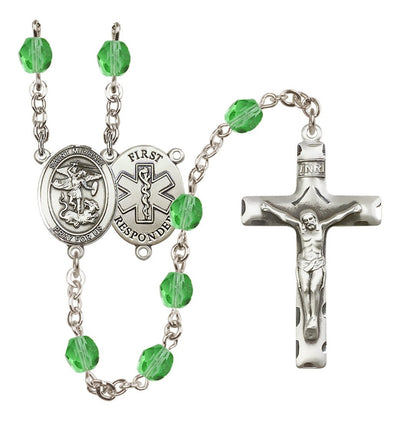 1st Responder St Michael Peridot Birthstone Crystal Rosary, Bliss Manufacturing