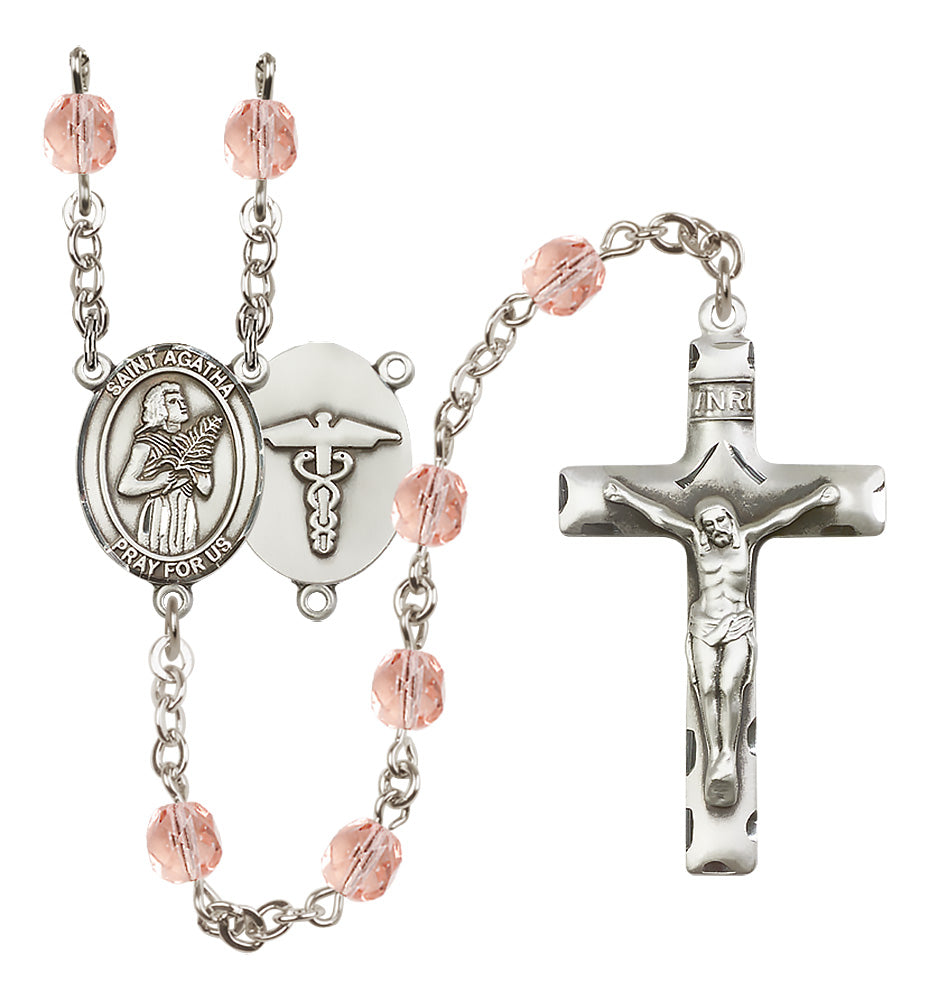 Bliss St Agatha Silver-Plated Birthstone Rosary