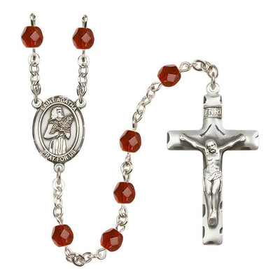 St. Agatha 6mm Fire Polished Birthstone Rosary in Ruby, Bliss Manufacturing