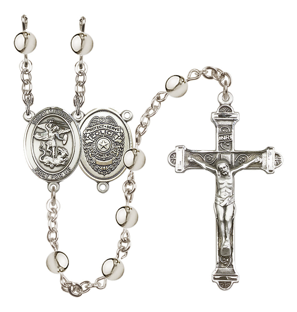 Bliss Manufacturing Catholic Police Officers 6mm Silver-Plated Rosary