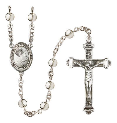 Footprint In The Sand Silver Plated Bead Rosary, Made in USA, Bliss Manufacturing