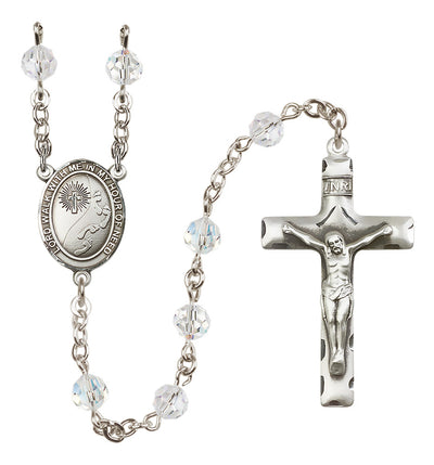 Footprints Sterling Silver 6mm Austrian Crystal Rosary with Clear Beads, Bliss Manufacturing