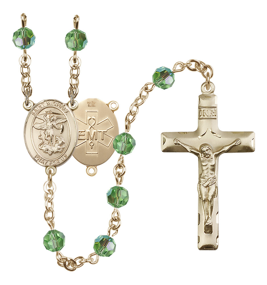 Bliss St Michael EMT Gold-filled 6mm Austrian Crystal Rosary