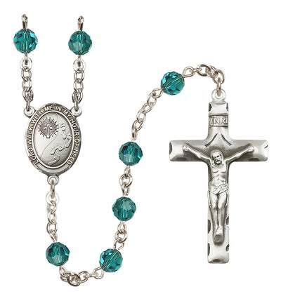 Footprints Sterling Silver 6mm Austrian Crystal Rosary with ZirconBeads, Bliss Manufacturing