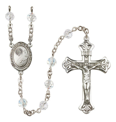 Footprints In The Sand Sterling Silver Austrian Crystal Flared Crucifix Rosary, Bliss Manufacturing