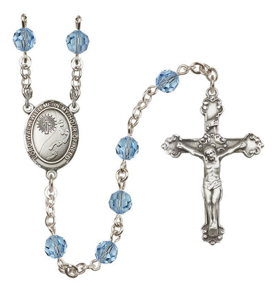 Aqua Footprints In The Sands Sterling Silver Austrian Crystal Rosary, Bliss Manufacturing