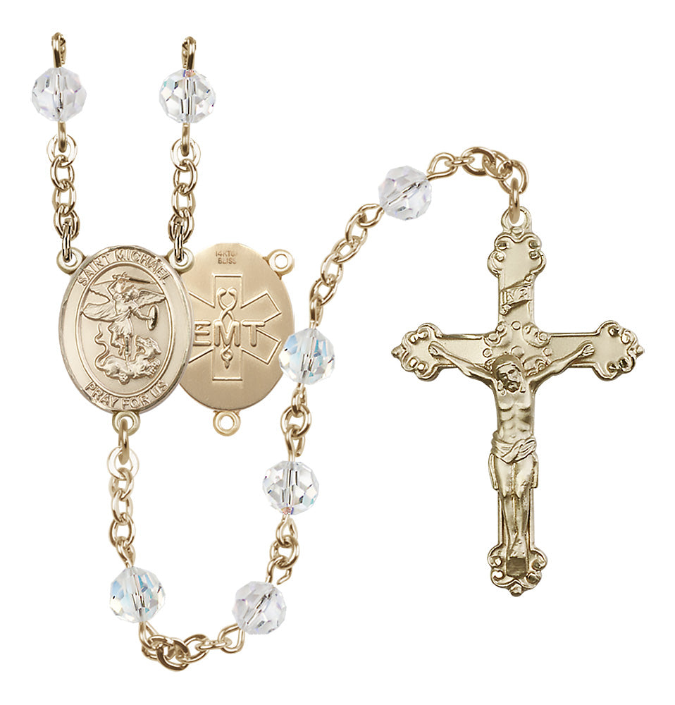 Bliss EMT St Michael Gold-filled Crystal Rosary