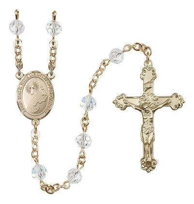 April Footprints Centerpiece Gold-Filled Austrian Crystal Rosary, Bliss Manufacturing