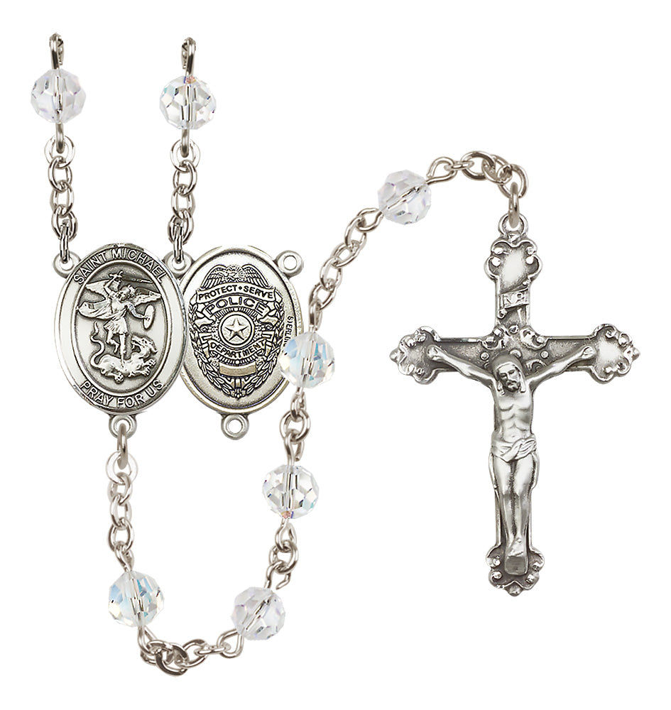 Bliss Police Officers St Michael Sterling Silver Crystal Rosary