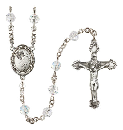 April Footprints In The Sands Sterling Silver Austrian Crystal Rosary, Bliss Manufacturing