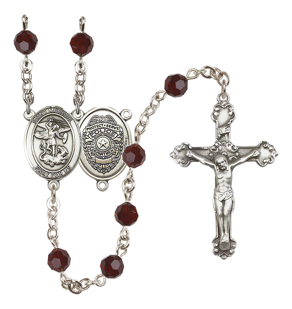 Bliss Police Officers St Michael Sterling Silver Crystal Rosary