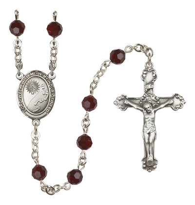 Garnet Footprints In The Sands Sterling Silver Austrian Crystal Rosary, Bliss Manufacturing