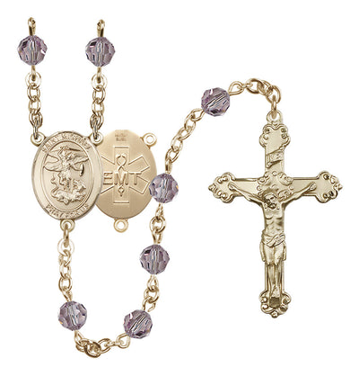 St. Michael EMT Gold-filled Crystal Rosary in Light Amethyst, Bliss Manufacturing