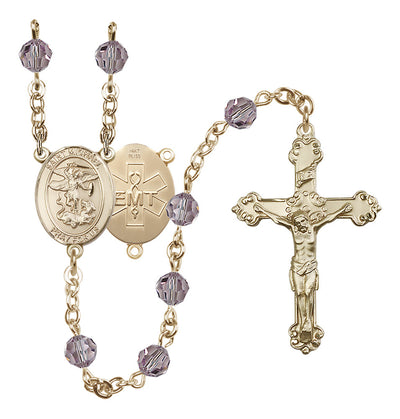 St. Michael EMT 14kt Gold Crystal Rosary in Light Amethyst, Bliss Manufacturing