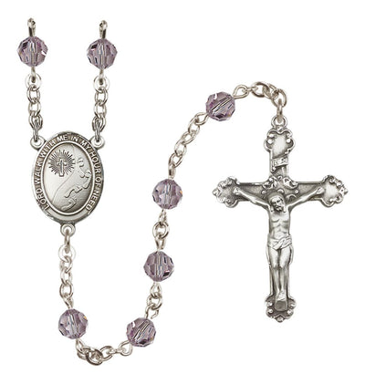 Light Amethyst Footprints In The Sands Sterling Silver Austrian Crystal Rosary, Bliss Manufacturing