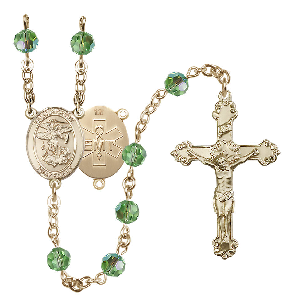 Bliss EMT St Michael Gold-filled Crystal Rosary