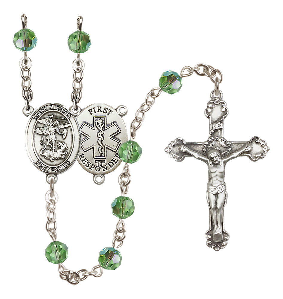 Bliss First Responder St Michael Sterling Silver Crystal Rosary