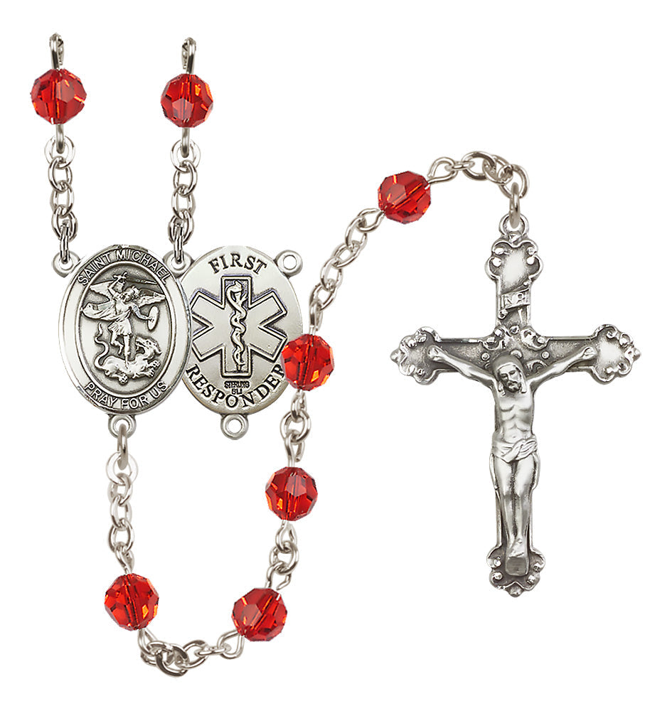 Bliss First Responder St Michael Sterling Silver Crystal Rosary