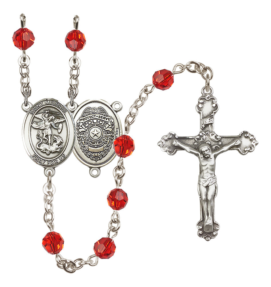 Bliss Police Officers St Michael Sterling Silver Crystal Rosary