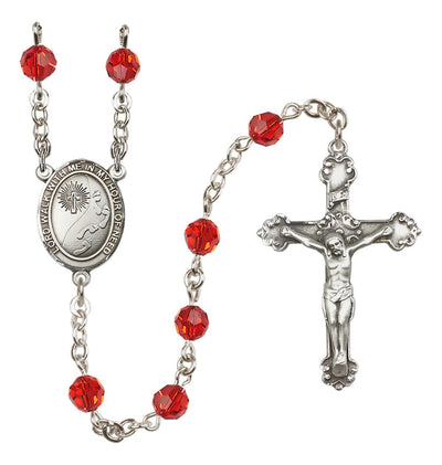 Ruby Footprints In The Sands Sterling Silver Austrian Crystal Rosary, Bliss Manufacturing