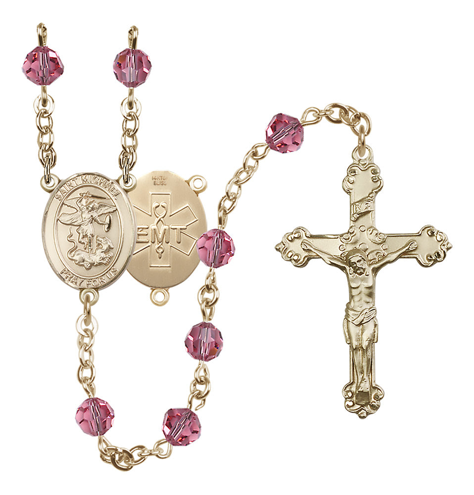 Bliss EMT St Michael Gold-filled Crystal Rosary