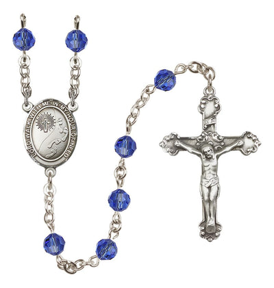 Sapphire Footprints In The Sands Sterling Silver Austrian Crystal Rosary, Bliss Manufacturing