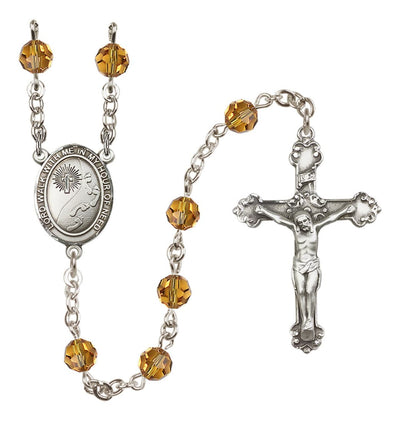 Topaz Footprints In The Sands Sterling Silver Austrian Crystal Rosary, Bliss Manufacturing