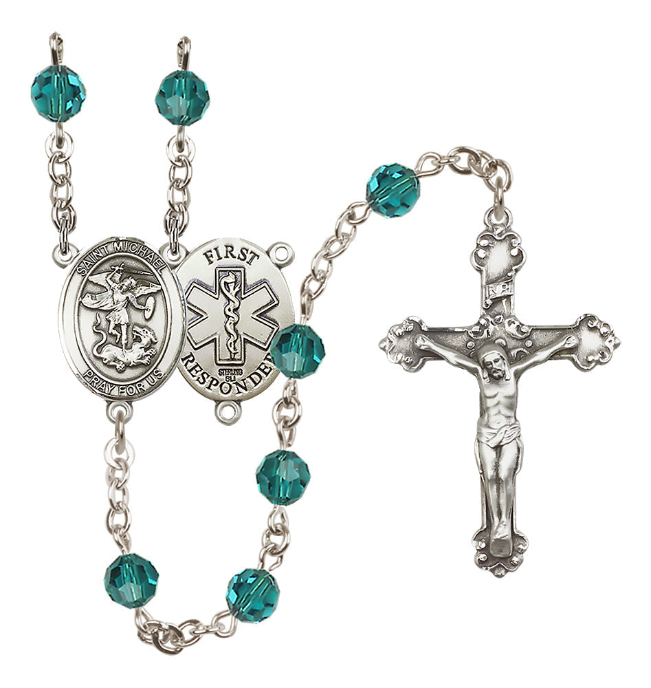 Bliss First Responder St Michael Sterling Silver Crystal Rosary