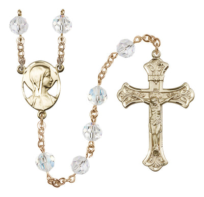 Madonna Mary 14kt Gold 8mm Austrian Crystal Rosary, Bliss Manufacturing