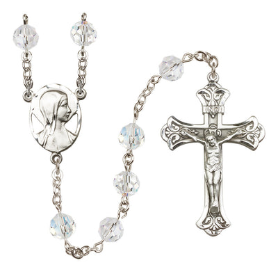 Madonna Mary Sterling Silver 8mm Austrian Crystal Rosary, Bliss Manufacturing