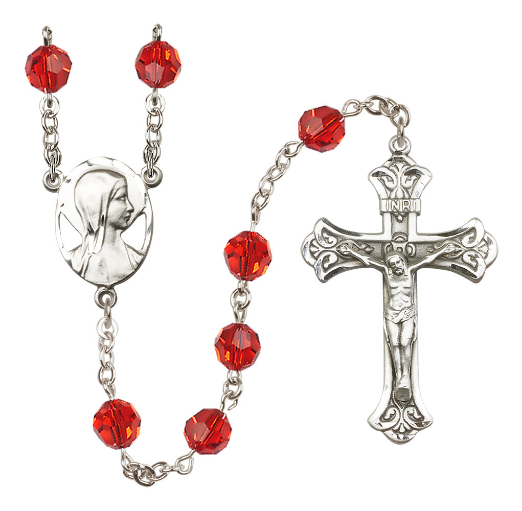 Bliss Madonna Mary Sterling Silver 8mm Austrian Crystal Rosary