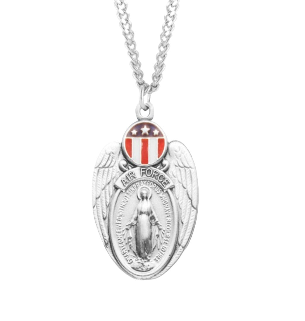 HMH Air Force Sterling Silver Enameled Miraculous Medal