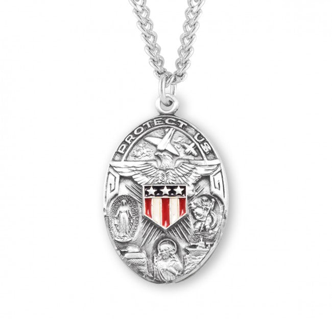 HMH Military Oval Sterling Silver Enameled Shield Medal