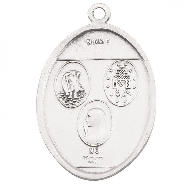 Back of Military Oval Sterling Silver Enameled Shield Medal