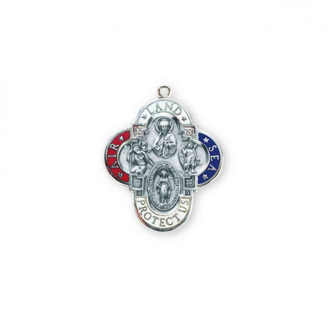 Land, Sea, and Air red, white, and blue enameled military medal