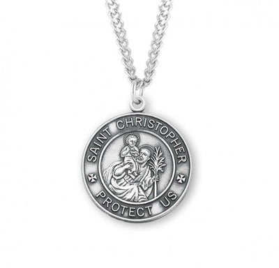Front of St Christopher Land, Air & Sea Military Sterling Silver Medal, HMH Religious