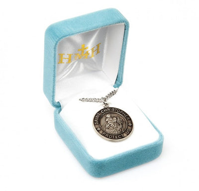 St Christopher Land, Air & Sea Military Sterling Silver Medal in Box, HMH Religious