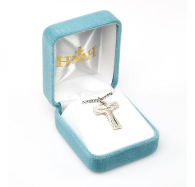 St. Francis of Assisi Tau Cross sterling silver necklace with chain in gift box, HMH Religious