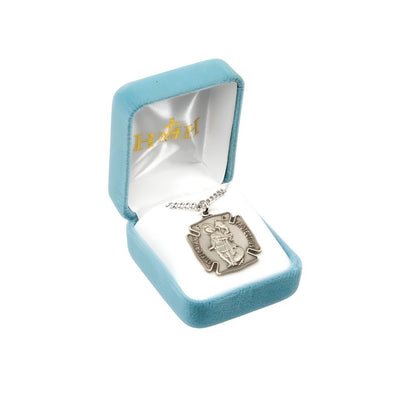 Large St Florian Sterling Silver Fire Fighters Sterling Silver Medal in Box, HMH Religious