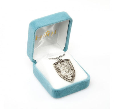 Large St Michael Shield Sterling Silver Medal Necklace (view 2), HMH Religious