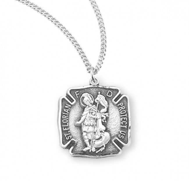 HMH Religious Small St Florian Sterling Silver Fire Fighters Sterling Silver Medal