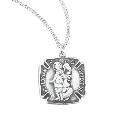 Small St Florian Sterling Silver Fire Fighters Medal, HMH Religious
