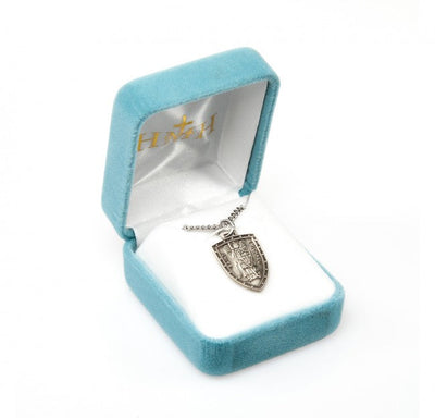 Small St Michael Shield Sterling Silver Medal Necklace (view 2), HMH Religious