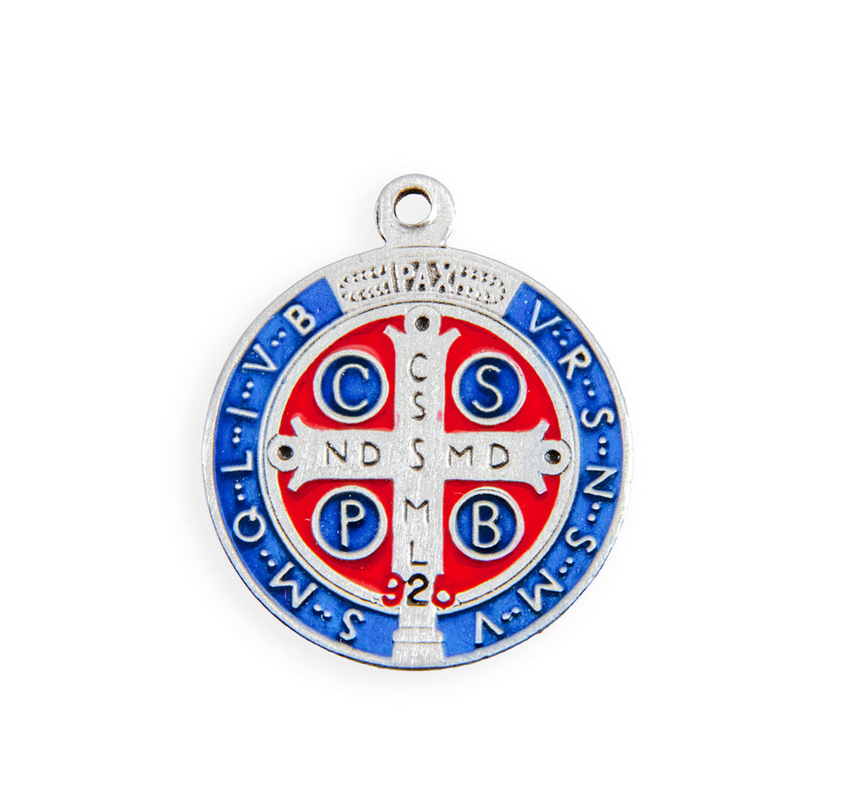 HMH Religious St Benedict Jubilee Blue and Red Enameled Sterling Silver Medal