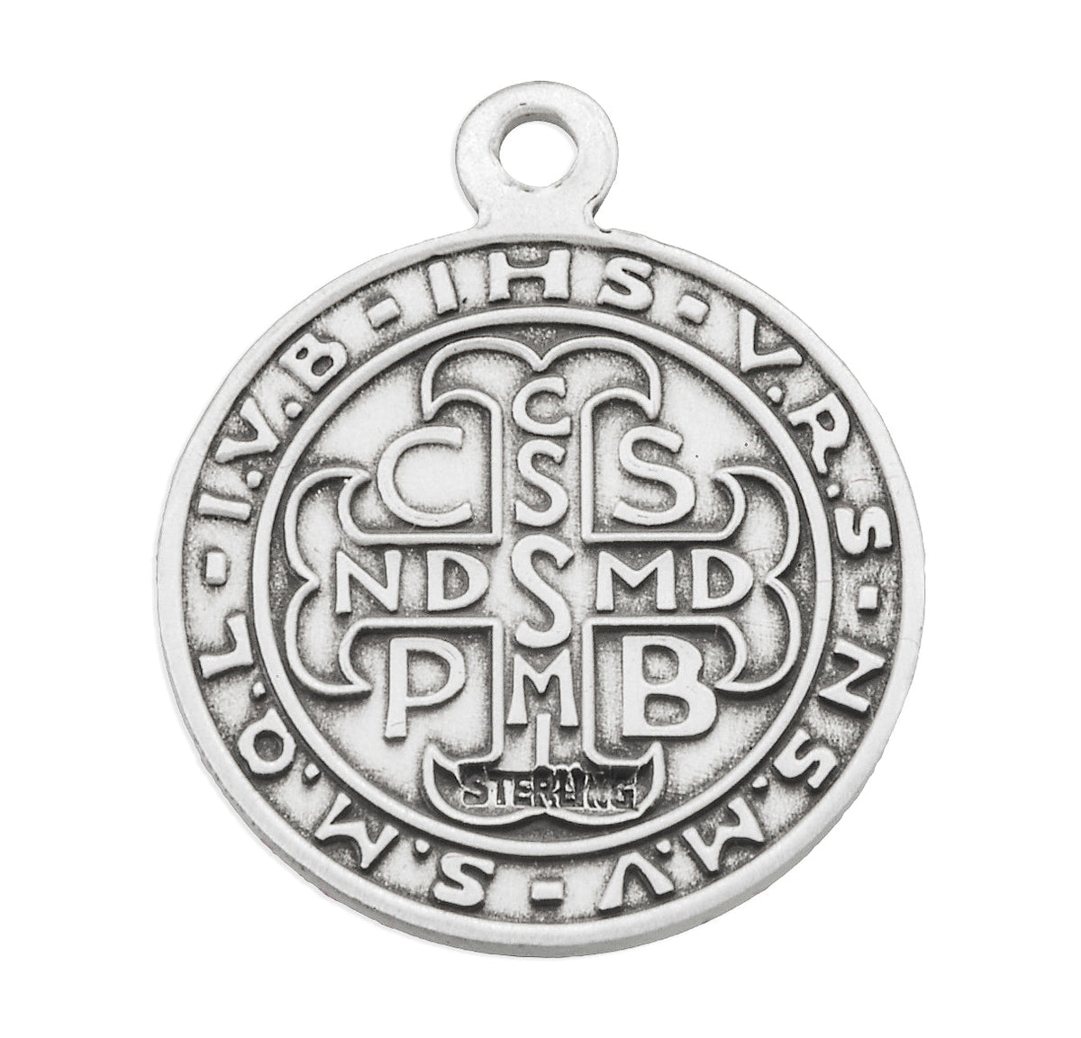 HMH Religious St Benedict Round Sterling Silver Medal Necklace