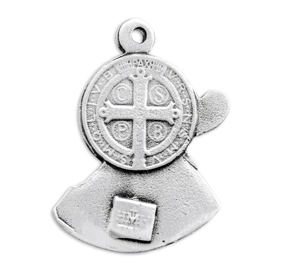 HMH Religious St Benedict Figure Shaped Sterling Silver Necklace